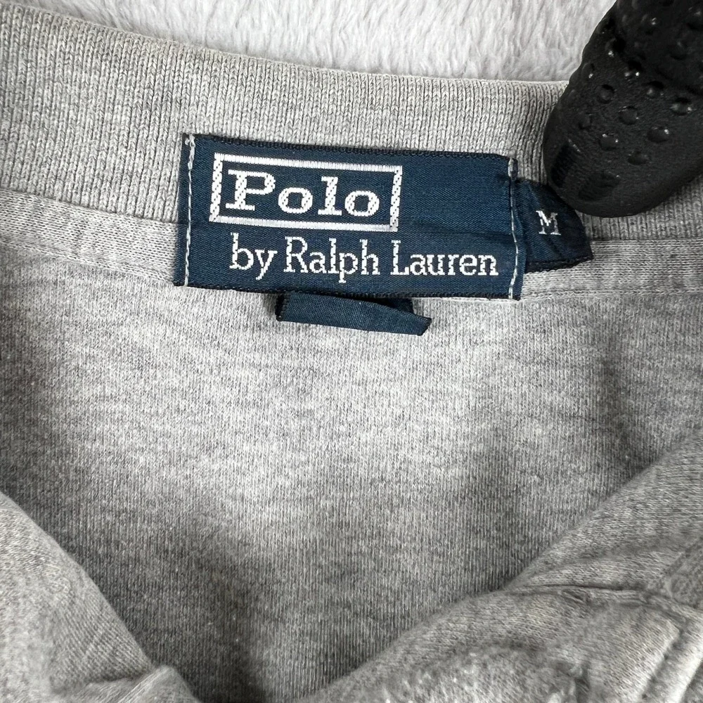 Polo Ralph Lauren Vintage Cotton Polo Shirt M Grey Men Short Sleeve Preppy Y2K
